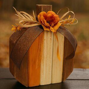 Handcrafted Wooden Pumpkin Decor – Rustic Fall Accent